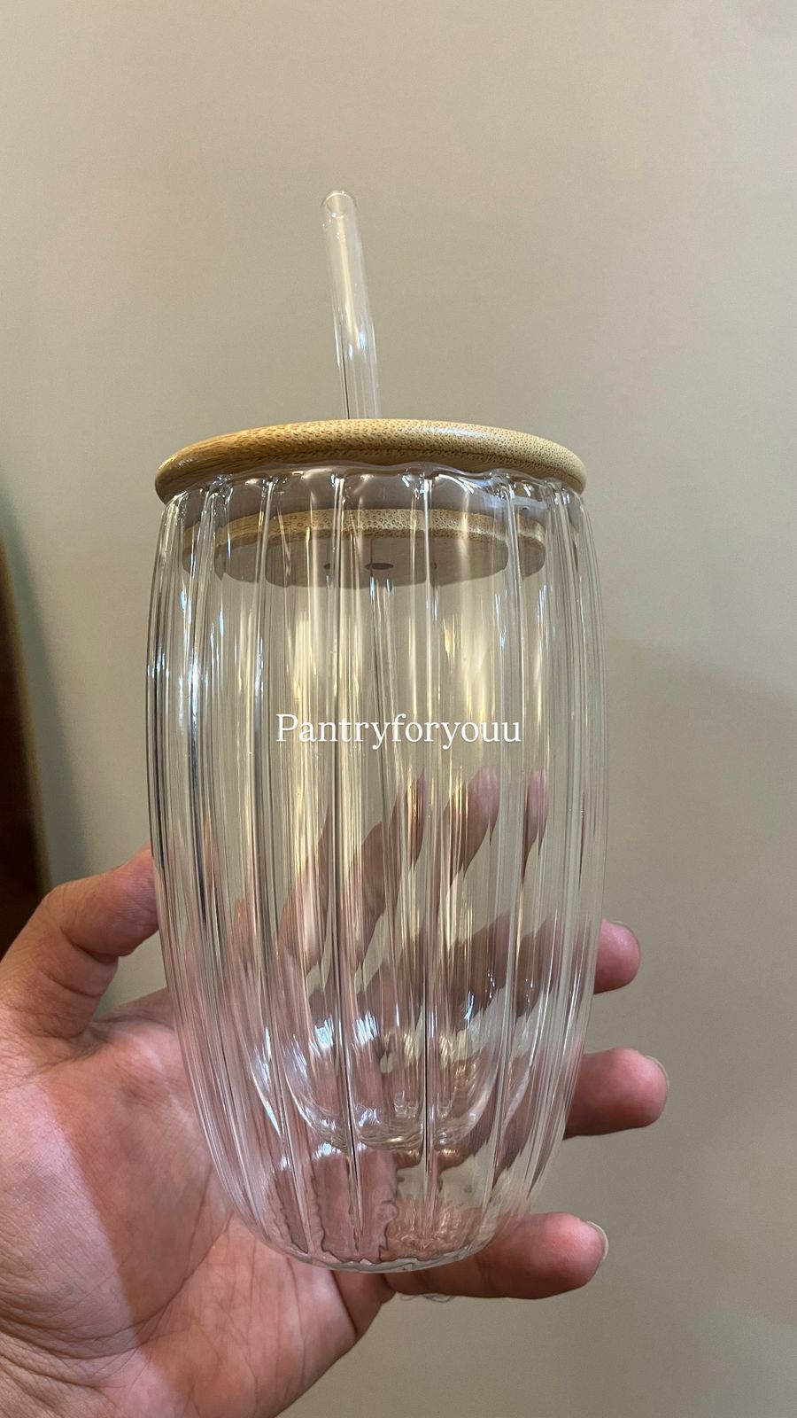 Tall Double Wall Ribbed Glass