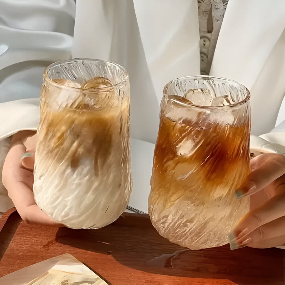 Frost Ice Glass With Lid & Glass Straw