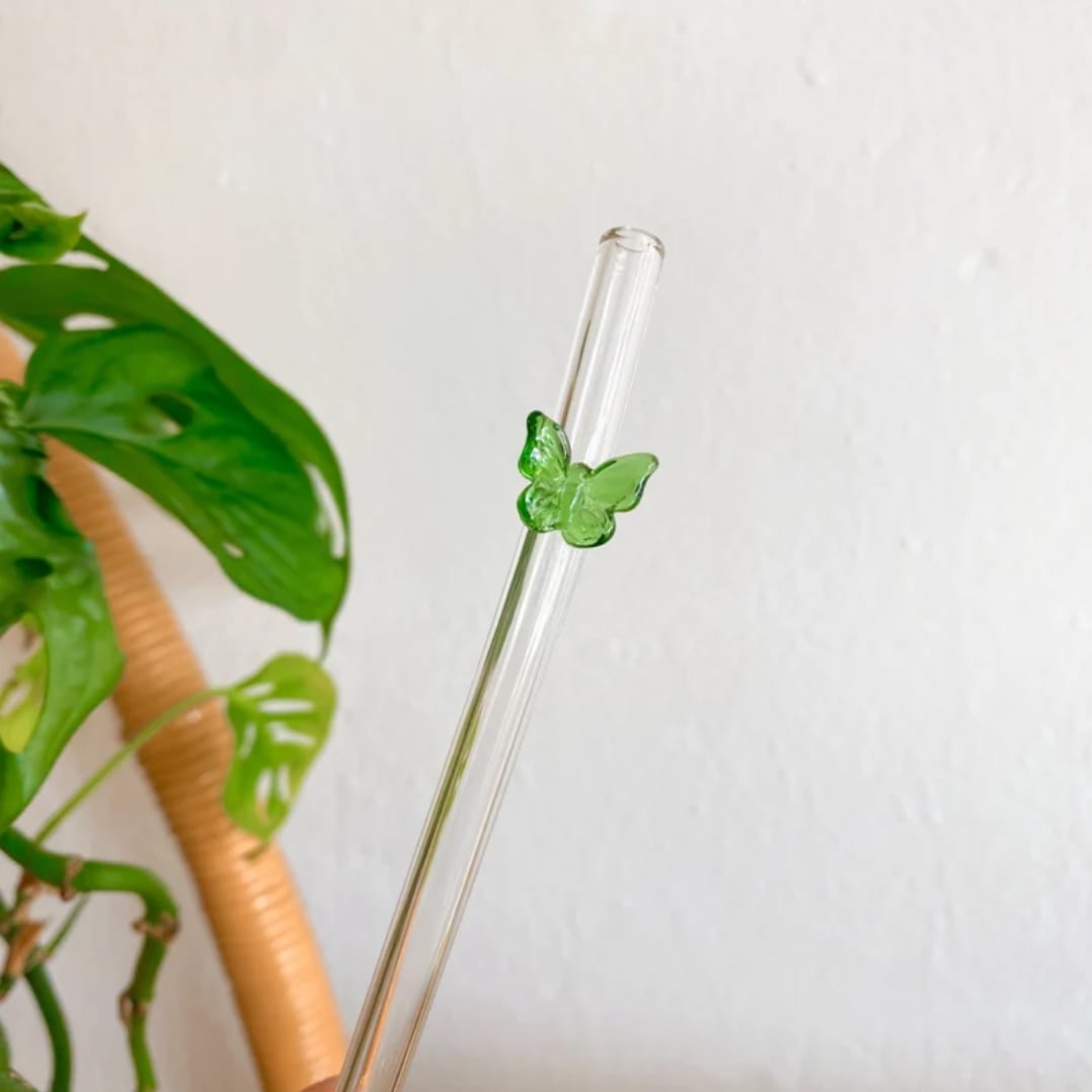 Butterfly Glass Straws