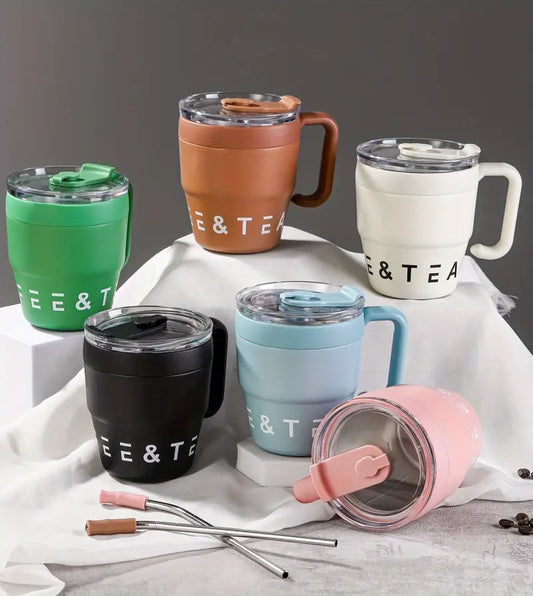 Korean Insulated Coffee Mug with straw