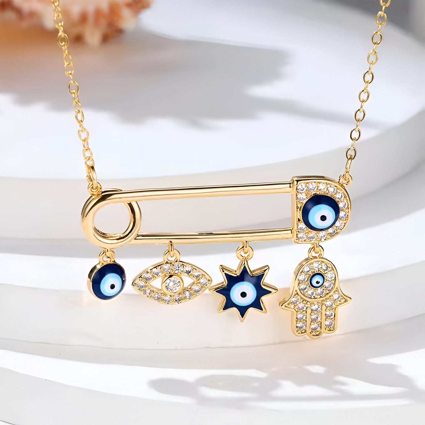 French Paperclip Nazar Necklace