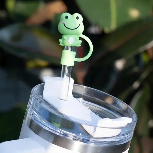 Straw Topper silicon frog