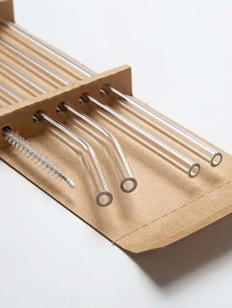 Glass straws (pack of 2 bent, 2 straight & 1 brush)