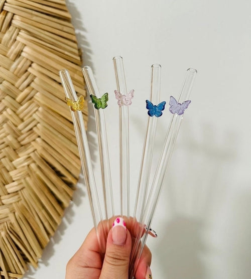 Butterfly Glass Straws
