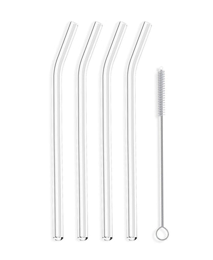 Glass straws (pack of 4 bent & 1 brush)