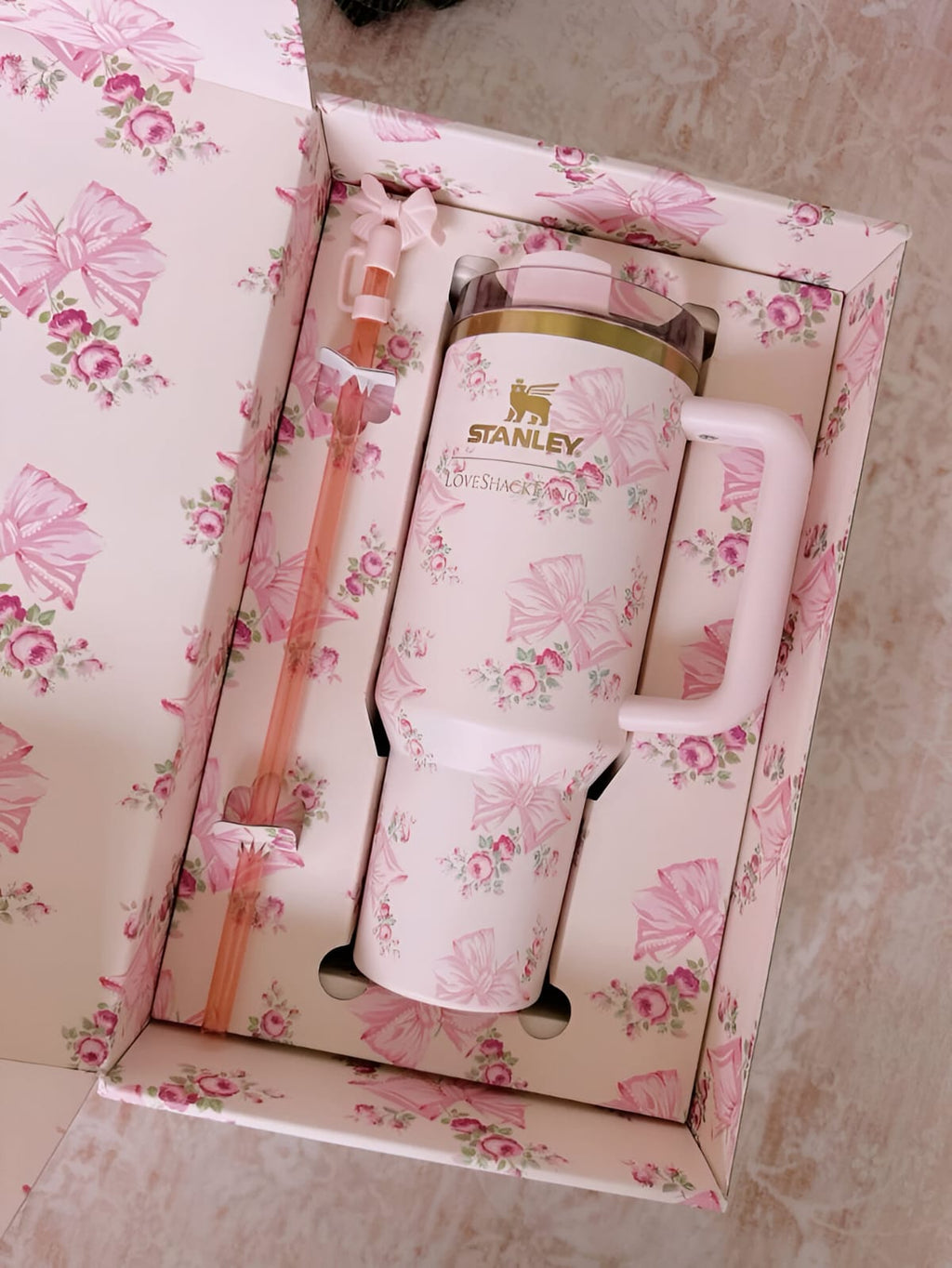 Rosa Beaux Pink Stanley x LoveShackFancy Quencher | 40 OZ