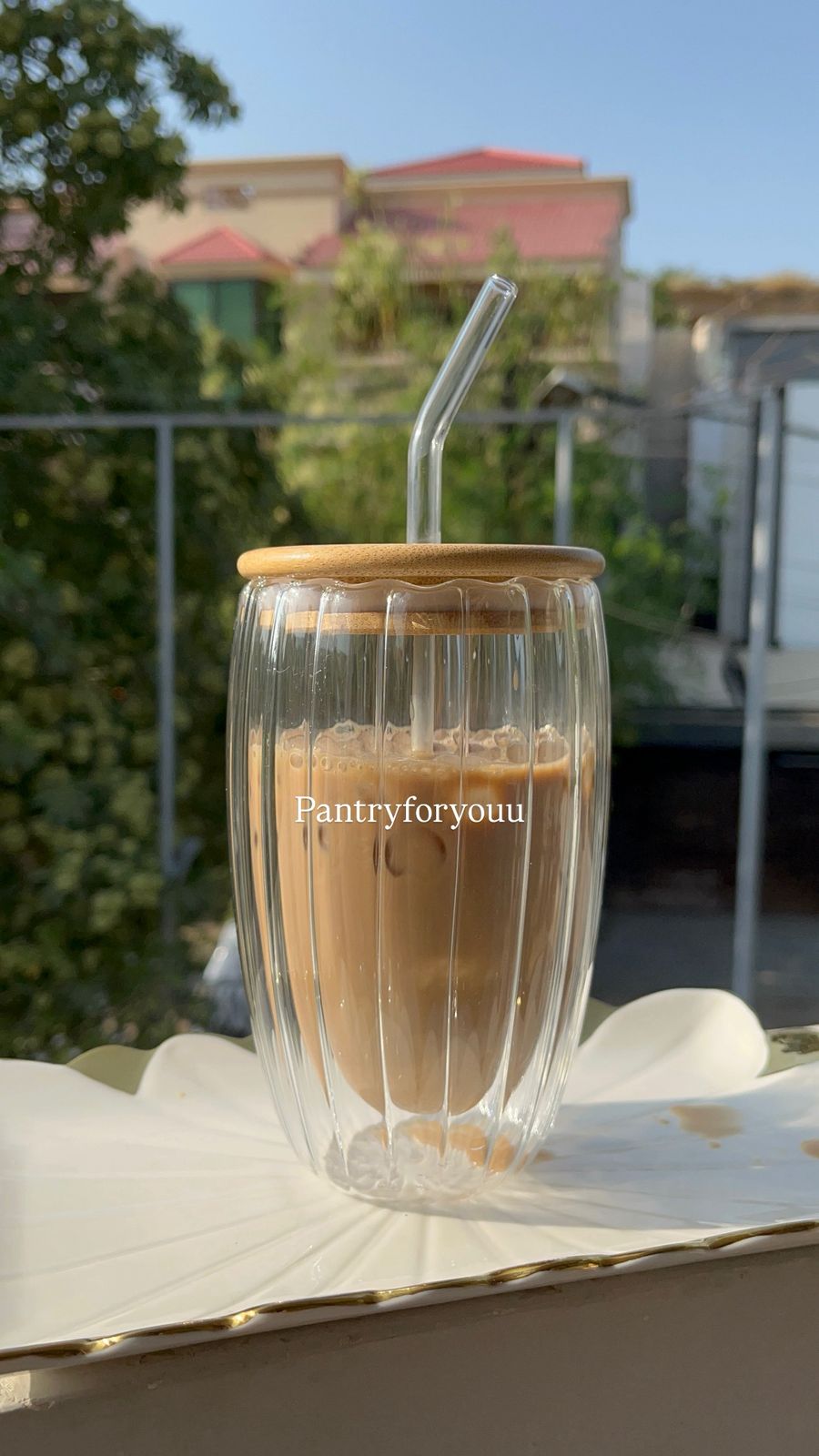 Tall Double Wall Ribbed Glass