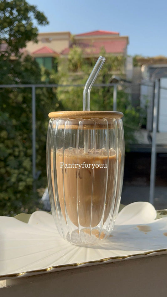 Tall Double Wall Ribbed Glass