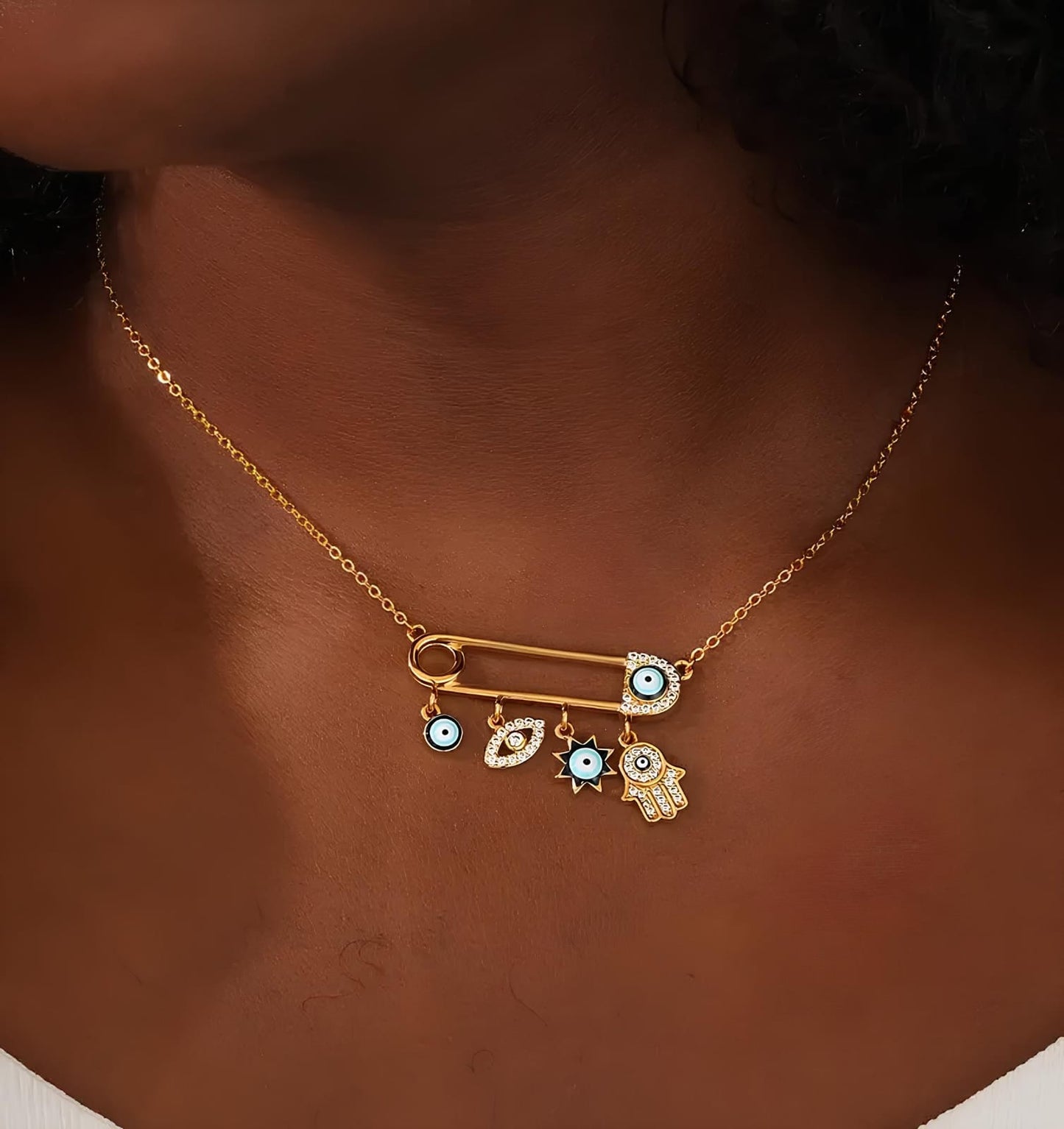 French Paperclip Nazar Necklace