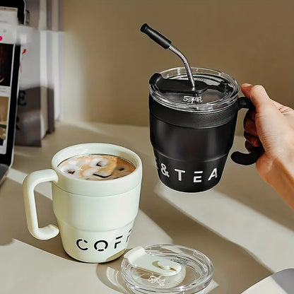 Korean Insulated Coffee Mug with straw