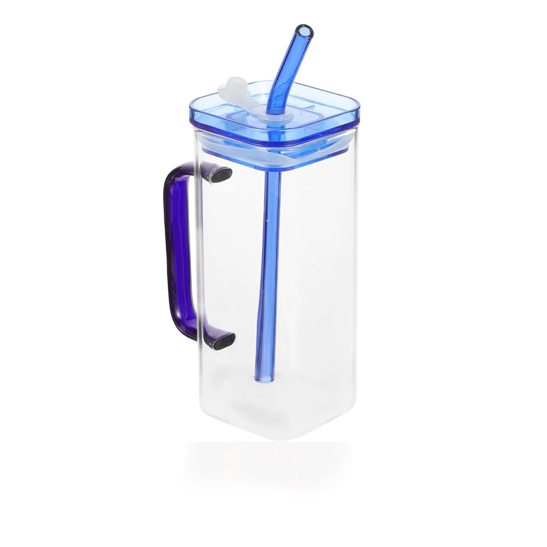 SQUARE GLASS MUG WITH PLASTIC LID