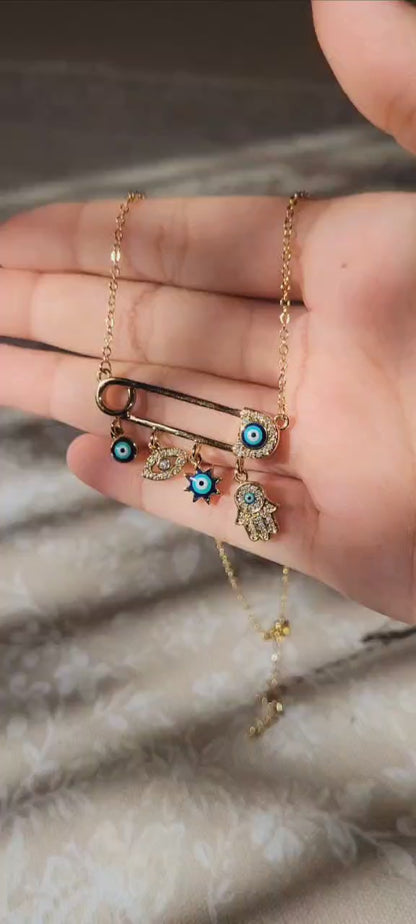 French Paperclip Nazar Necklace